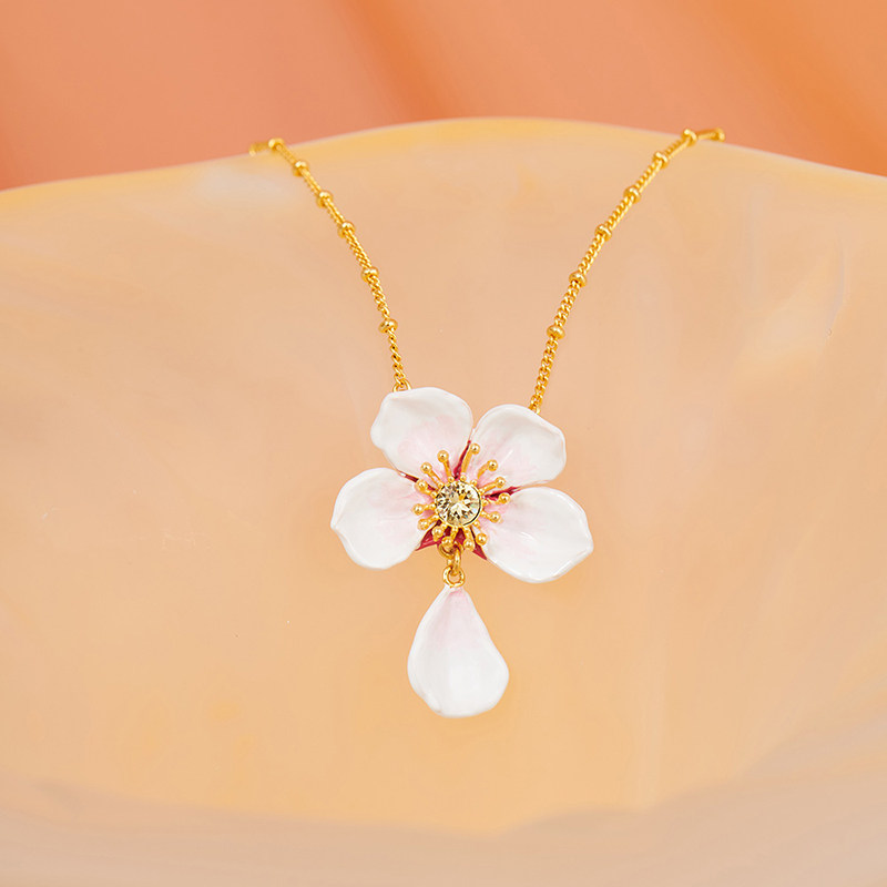 les nereideshanami樱花限定系列京都白色樱花吊坠项链 - lesnereides