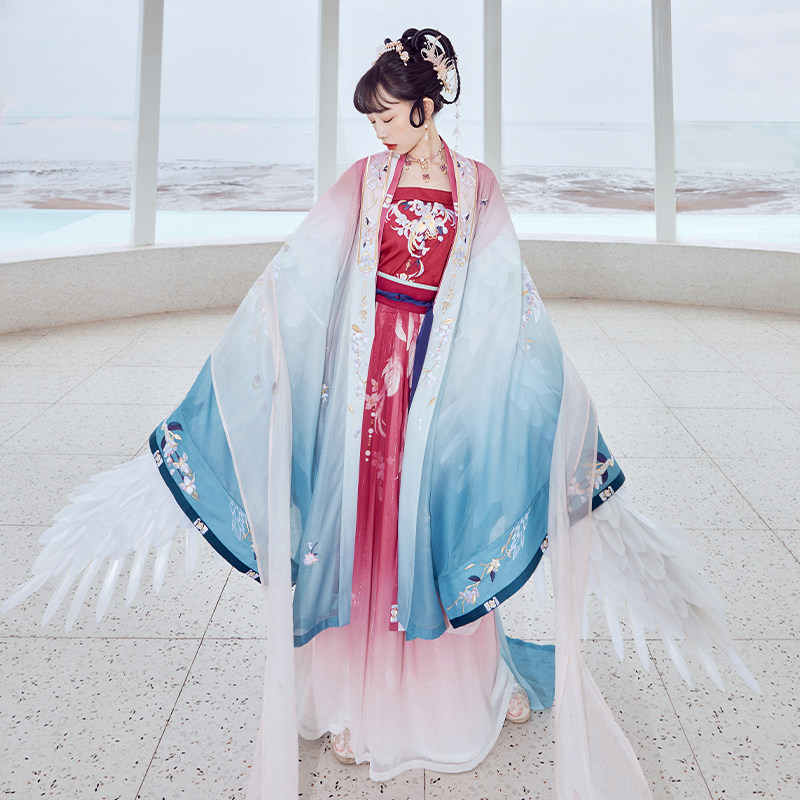 十三余小豆豆蔻鹤之羽仙重工刺绣宋大袖披帛宋制汉汉服