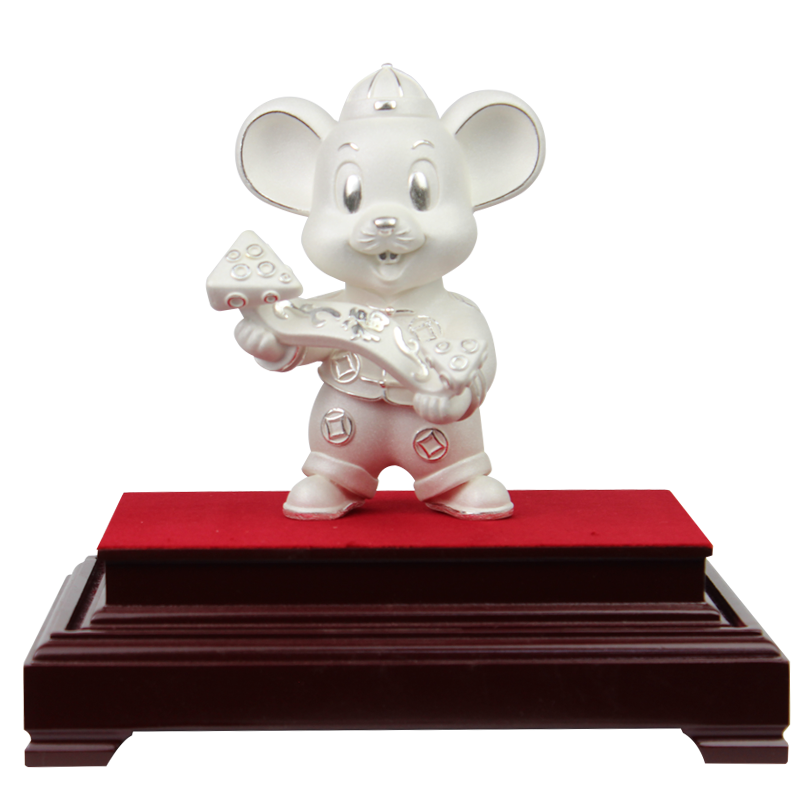 2020款银鼠招财摆件家居办公室十二生肖工艺新年开业摆件