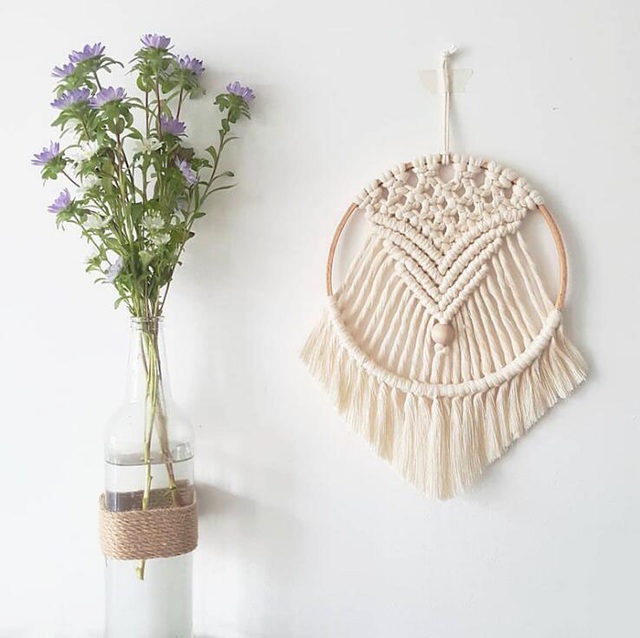 Nordic cotton rope aerial pendant hanging basket bedroom wind chime home living room decoration storage hanging bag balcony gardening net bag Nordic cotton rope aerial pendant hanging basket bedroom wind chime home living room decoration storage hanging bag balcony gardening net bag