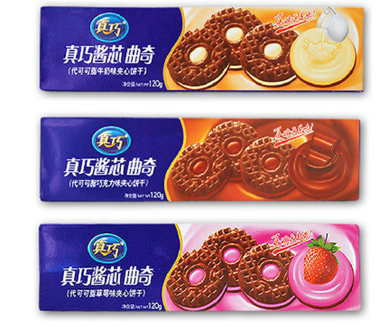 曲奇真巧酱芯巧克力饼干120g牛奶草莓夹心休闲曲奇饼干