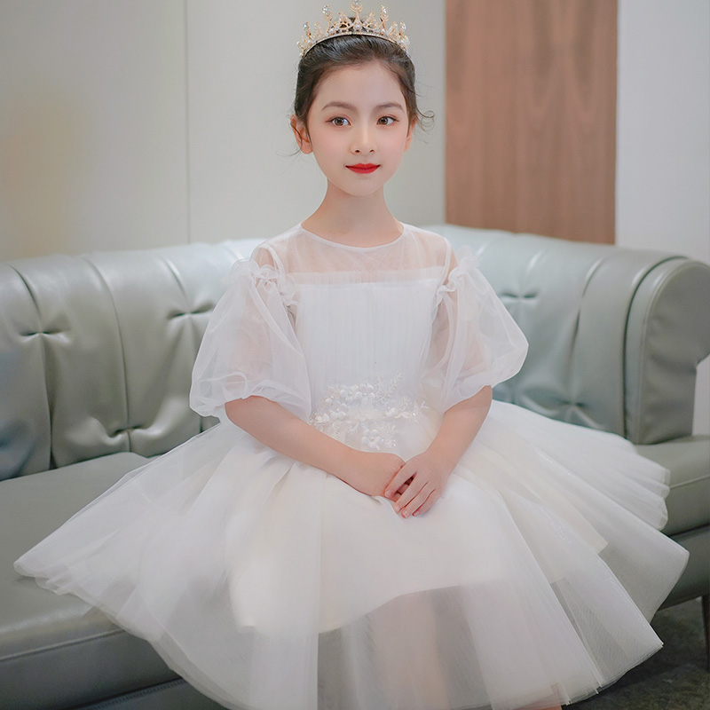 儿童钢琴演奏礼服小花花童婚纱纱裙女童洋气儿童礼服
