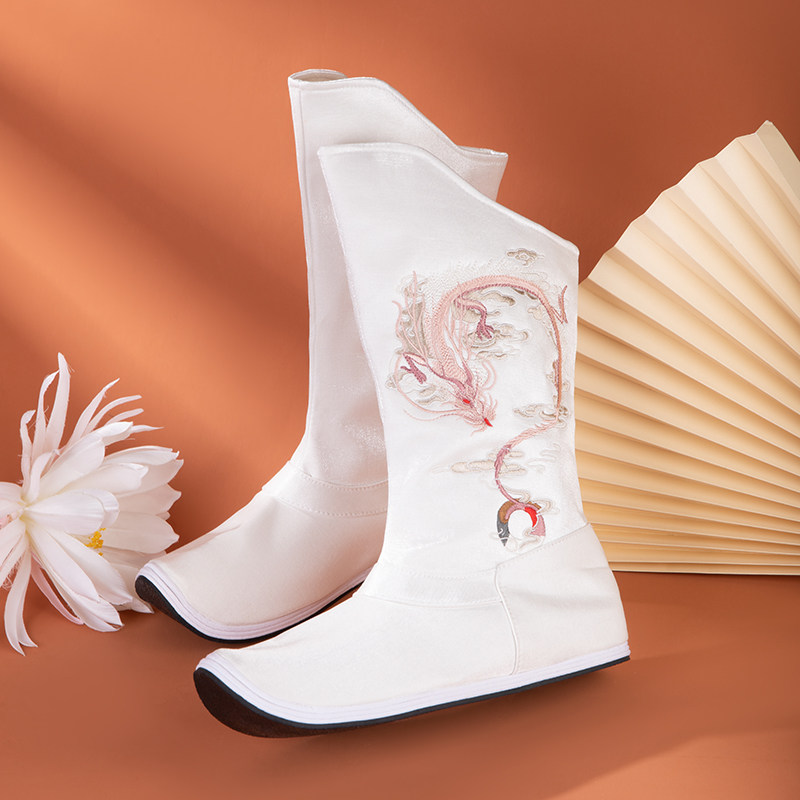 古装汉服靴子男女女同款明制翘头复古武侠表演时装靴