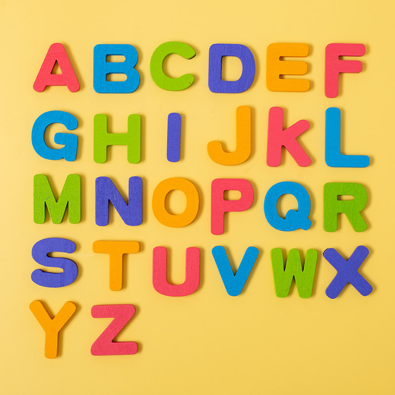 磁性木质26个大写小写英文字母汉语拼音字母配件磁性贴