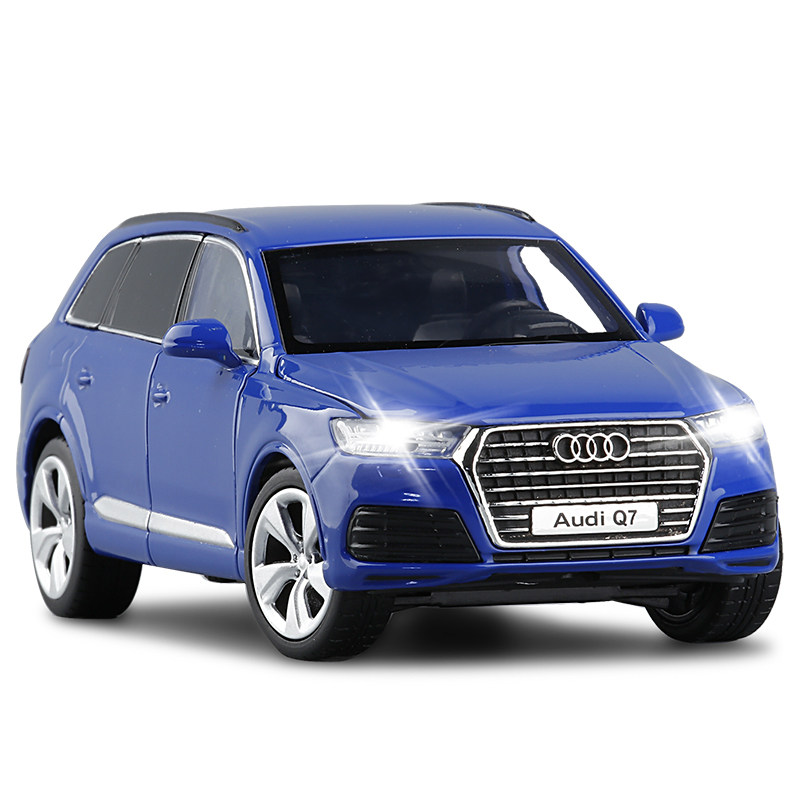 jkm1奥迪q7合金车模suv声光转向减震模型车模