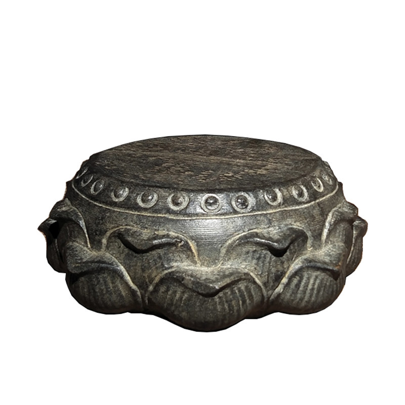 仿古石雕青石民俗怀旧莲花石鼓底座壶座杯座中石雕