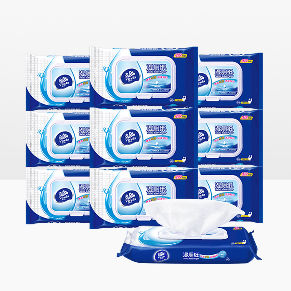 维达湿厕纸巾40片*10包 杀菌洁肤私处可用 可冲入马桶液体厕纸