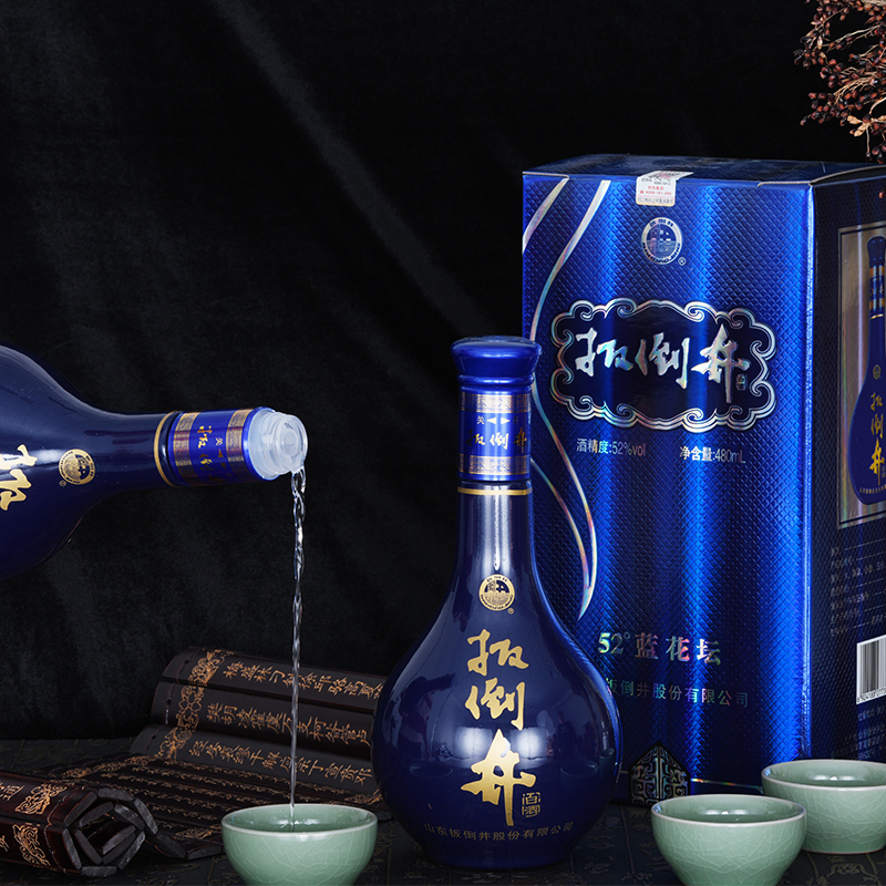 白酒整箱52度扳倒井蓝花坛480ml*6瓶 浓香型 粮食酒