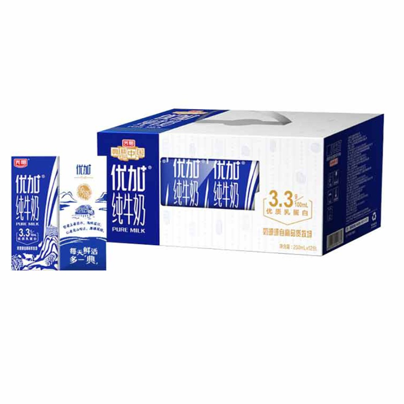 光明优加纯牛奶250ml12盒整箱儿童宝宝学生营养早餐奶9月批次