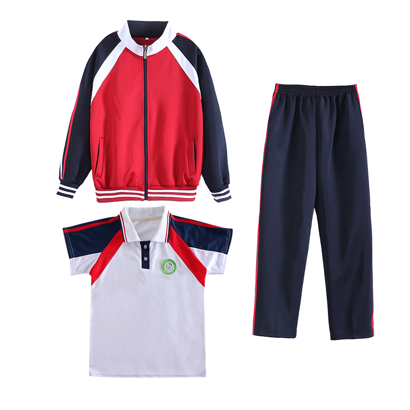 红色春秋中高小学生校服运动会开幕式衣服裤子套装校服