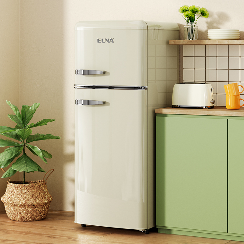 bcd小型双门冷藏冷冻家用彩色冰箱euna优诺113r复古小冰箱