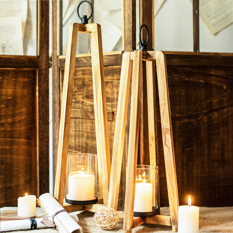 jk空间独家复古长款三角落地装饰烛台花园摆件