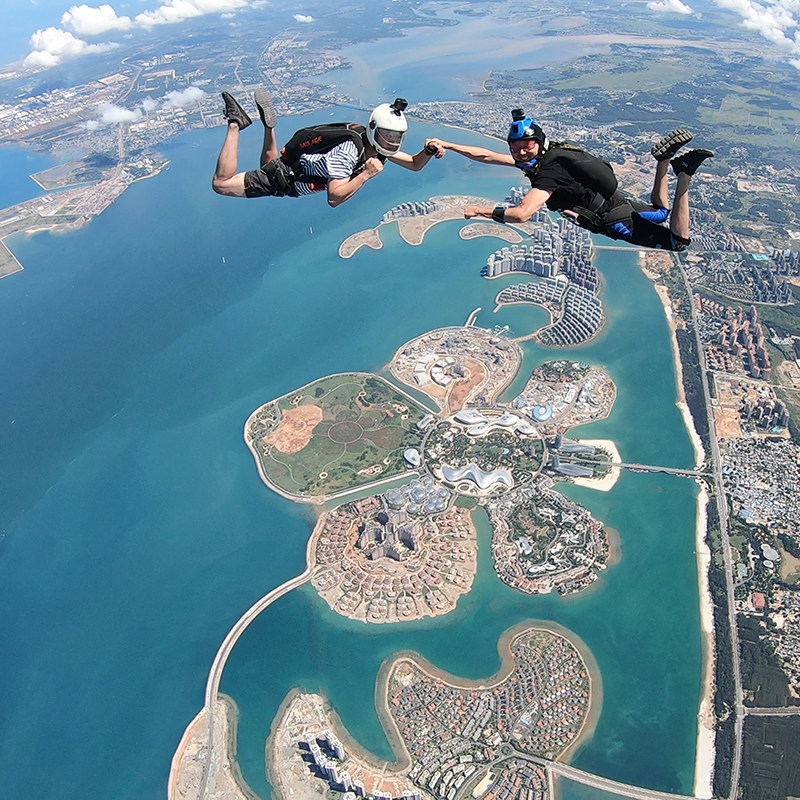 海南儋州4000米海景高空跳伞俯瞰海花岛国内三亚海口博鳌万宁跳伞