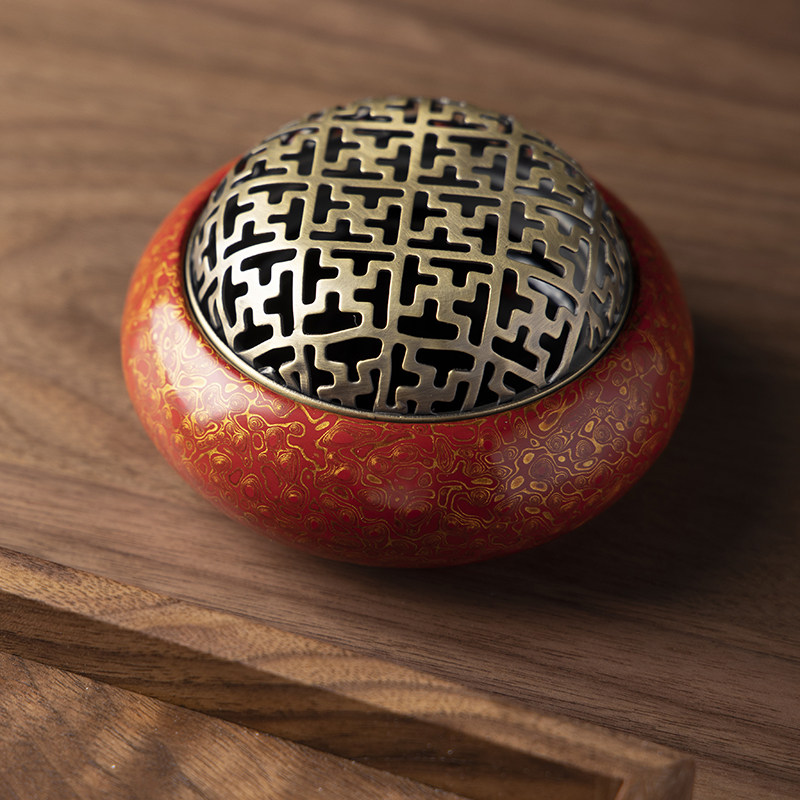 平安犀皮漆纹大漆香炉福州传统手工漆器茶道茶道