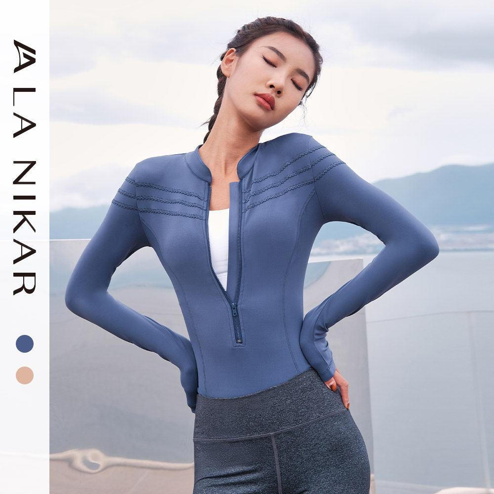 lanikar欧美半拉拉链健身紧身连裆瑜伽服女健身衣