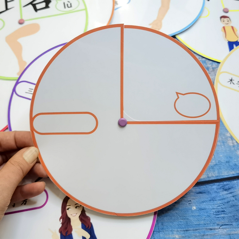 幼儿园汉字认知转盘教具小学10个偏旁部首组字早教闪卡