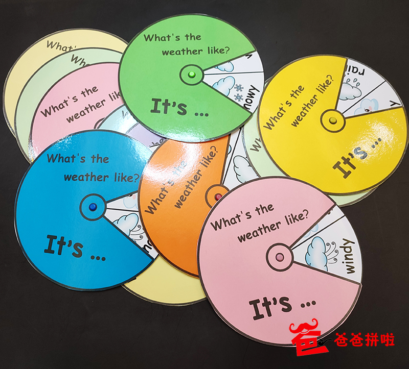 爸爸拼啦美国四季天气英语早教转盘幼儿园老师早教闪卡