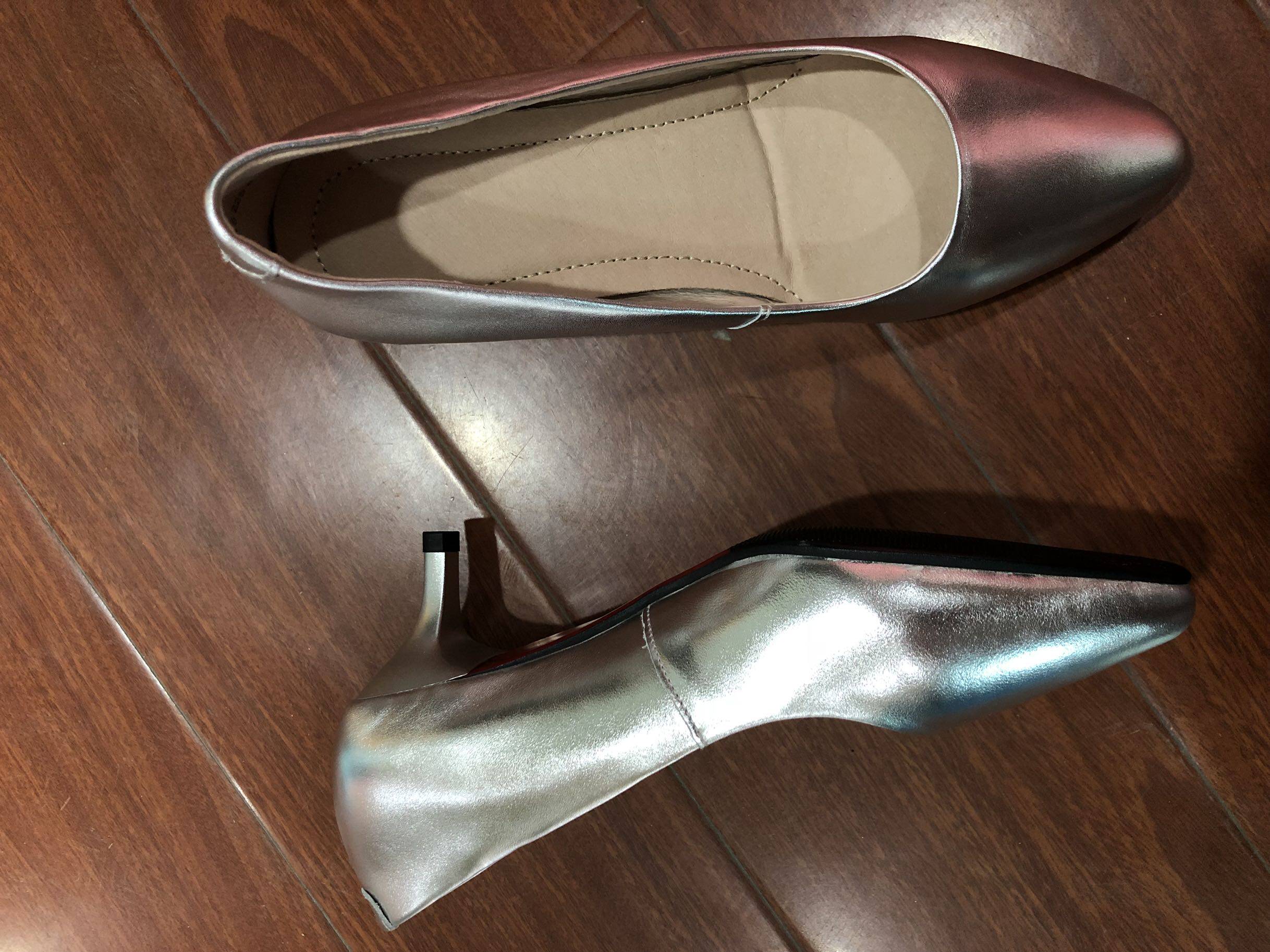 海航制服空姐尖头银色高跟细跟空乘工作单鞋单鞋