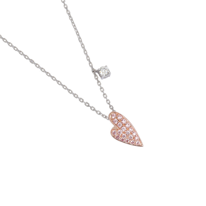 arte艾尔蒂心形镶钻项链beloved挚爱纯银镀金粉色项链