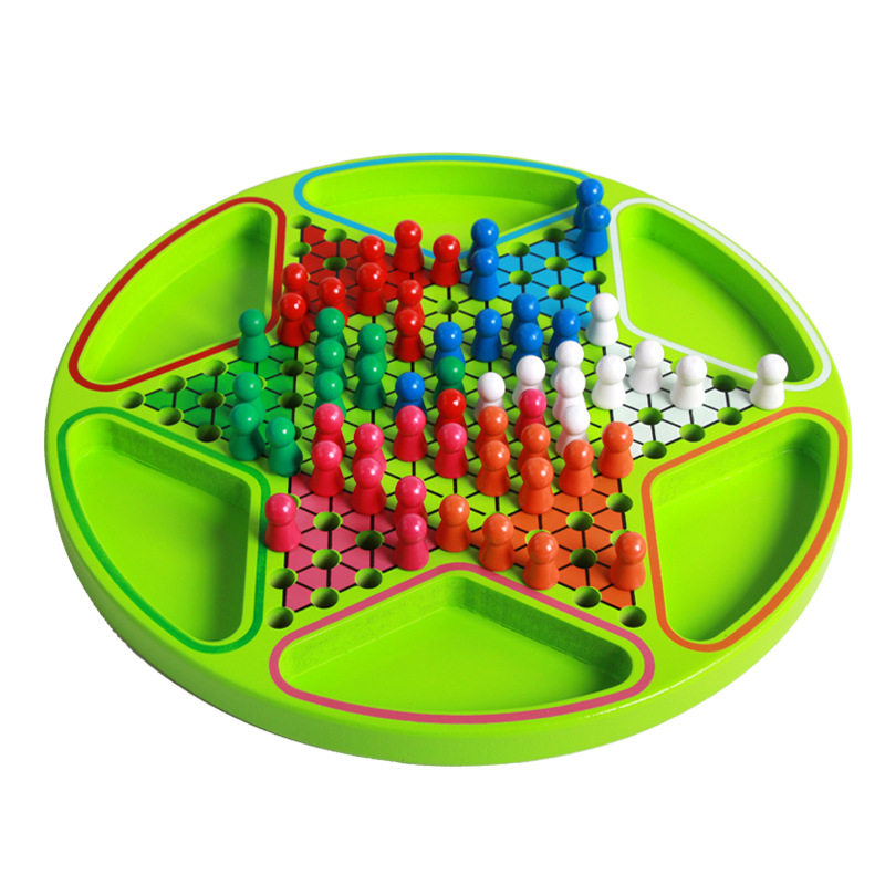 大号木制圆盘精品六角跳棋亲子儿童益智类桌面其它玩具