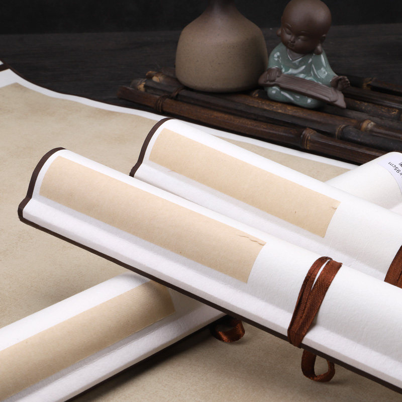 复古空白宣纸挂轴蜡染古画山水人物卷轴精装宣纸