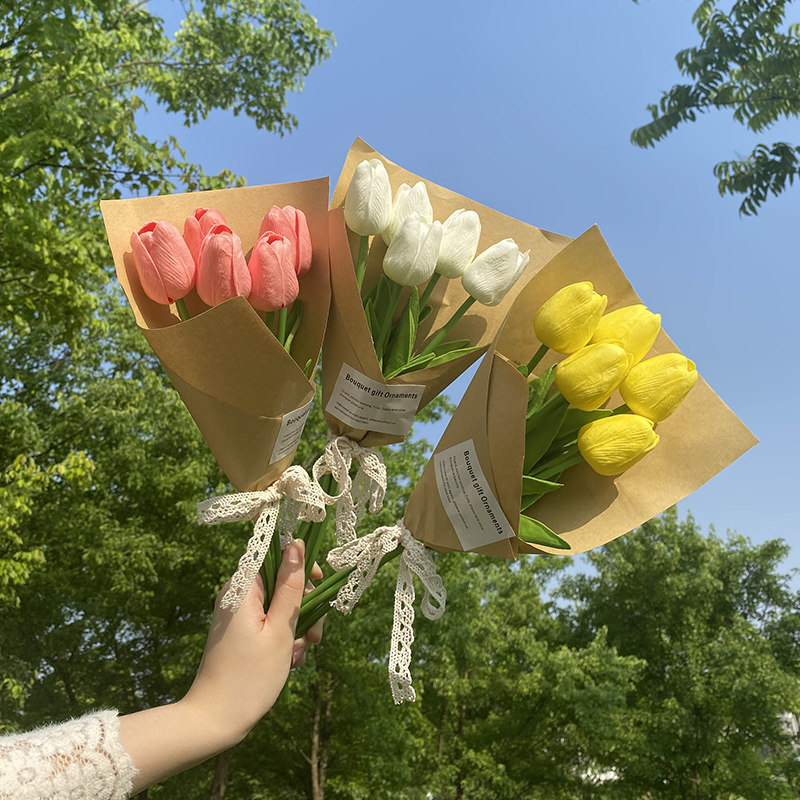 花束仿真母亲节郁金香手捧ins假花花花摆件网红仿真花