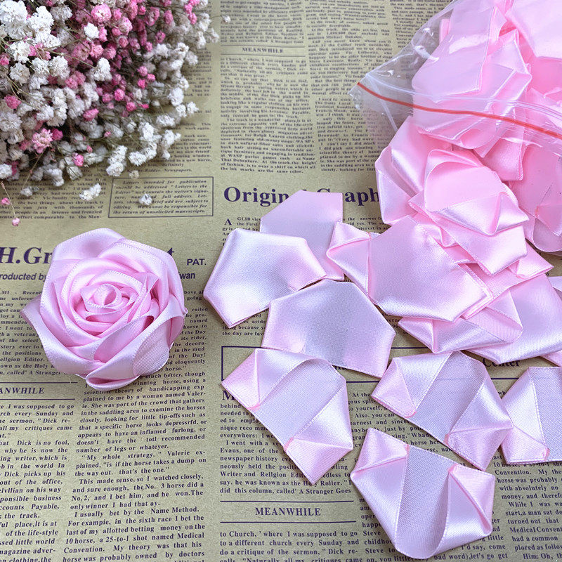 2019新款仿真丝带缎带玫瑰花瓣半成品彩带手工diy假花材料包包邮