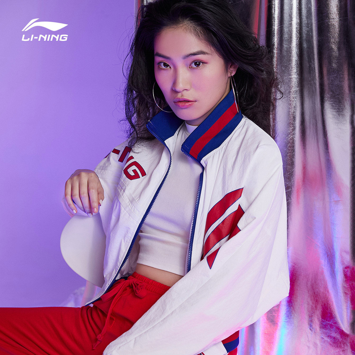 中国李宁巴黎时装周走秀系列夹克女士立领宽松外套潮流休闲上衣