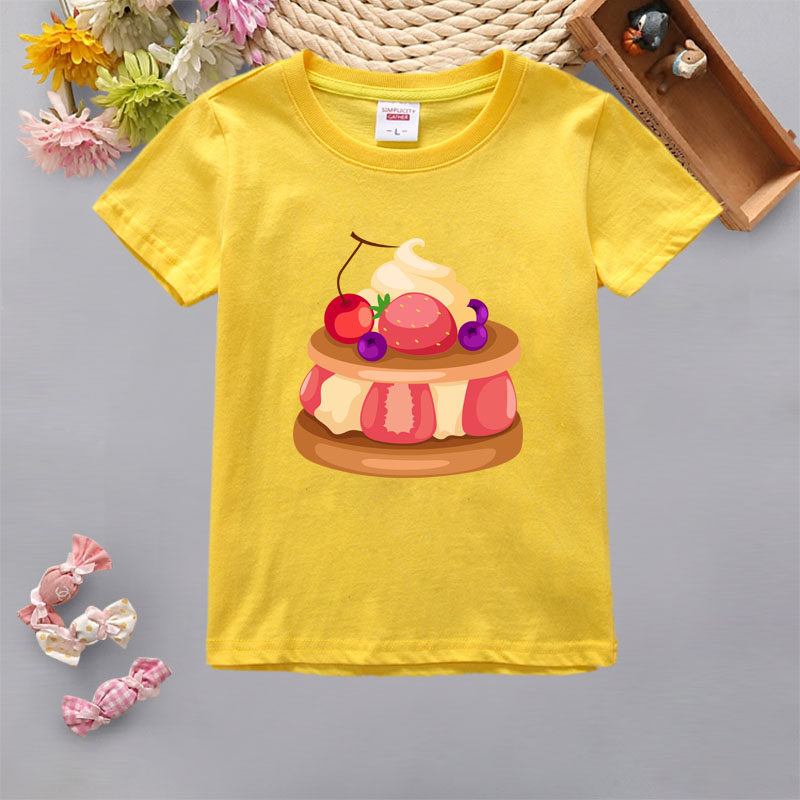 原创动漫儿童卡通迪斯尼蛋糕印花图案衣服女童男童t恤