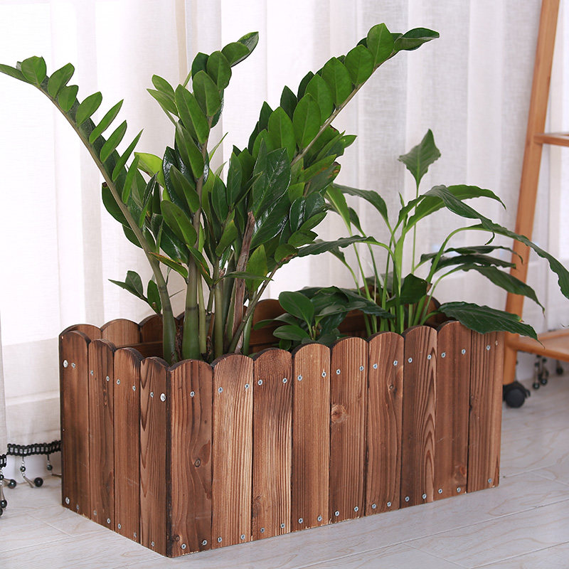 防腐木花箱碳化实木花盆户外阳台种菜盆长方形特大花槽室内种植箱