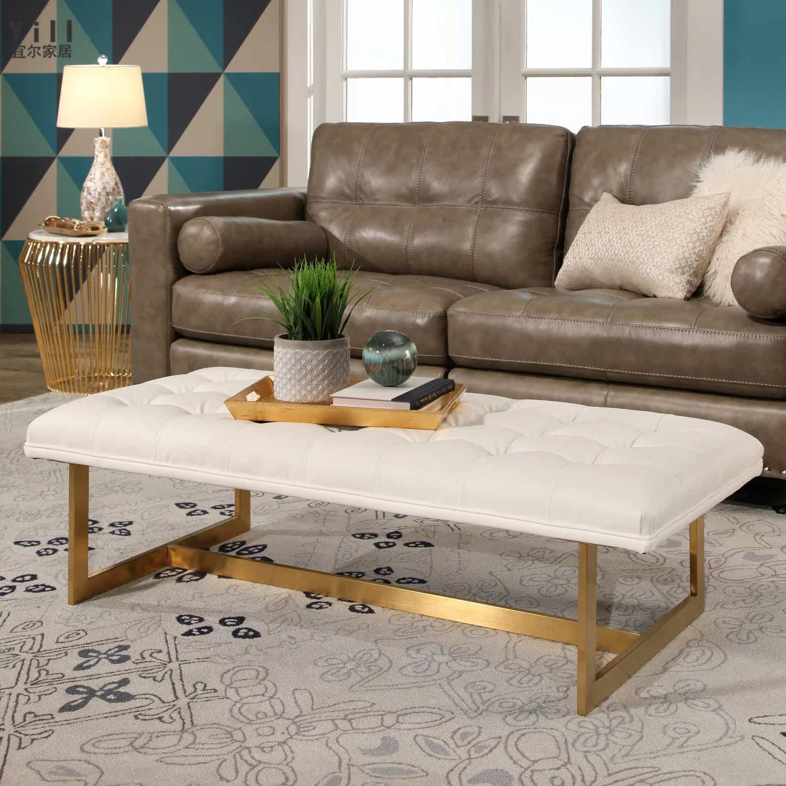 轻奢床尾凳床边卧室床前床榻美式小沙发凳长凳简约现代床踏床脚凳