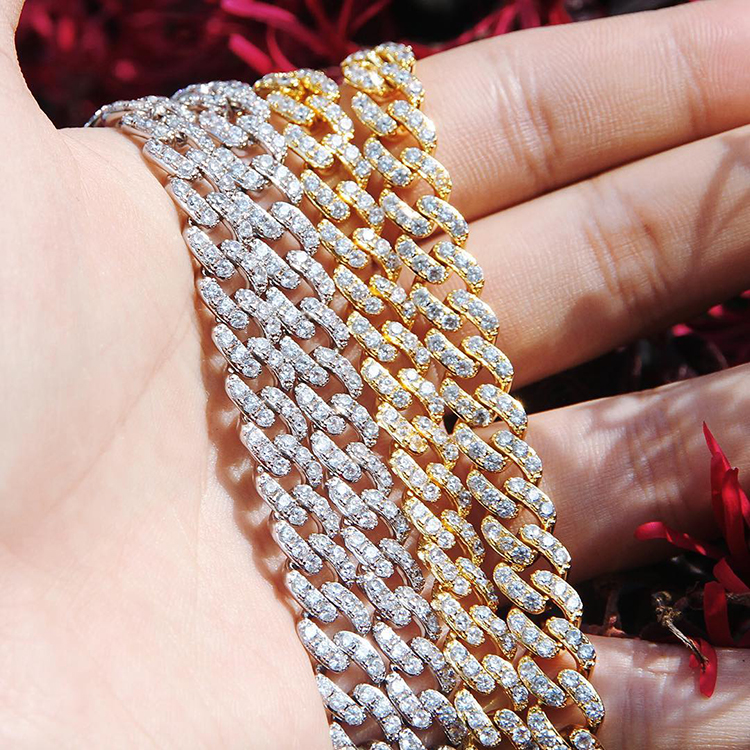 glacierboy cuban chain 8mm单排镶钻古巴链 嘻哈首饰