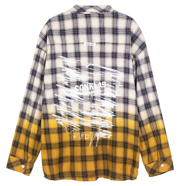 CONKLAB Wang Yibo The same tide brand gradient plaid shirt male ins loose couple long-sleeved shirt jacket spring CONKLAB Wang Yibo The same tide brand gradient plaid shirt male ins loose couple long-sleeved shirt jacket spring