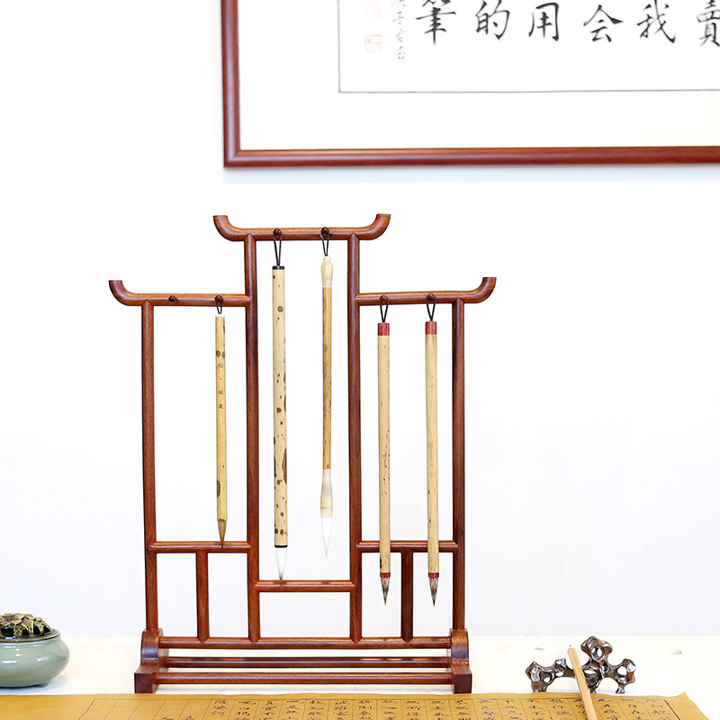 文房中式笔架入门初学大号12针简约红木毛笔笔挂