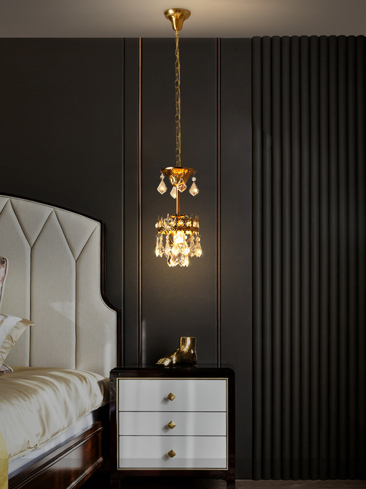 复古吊灯卧室床头法式枫叶水晶灯中古入户衣帽间餐厅吊灯