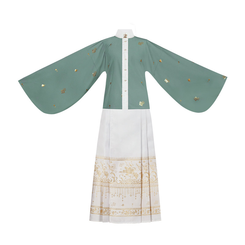 池夏听雨眠云汐明制烫金立领对襟短衫汉服