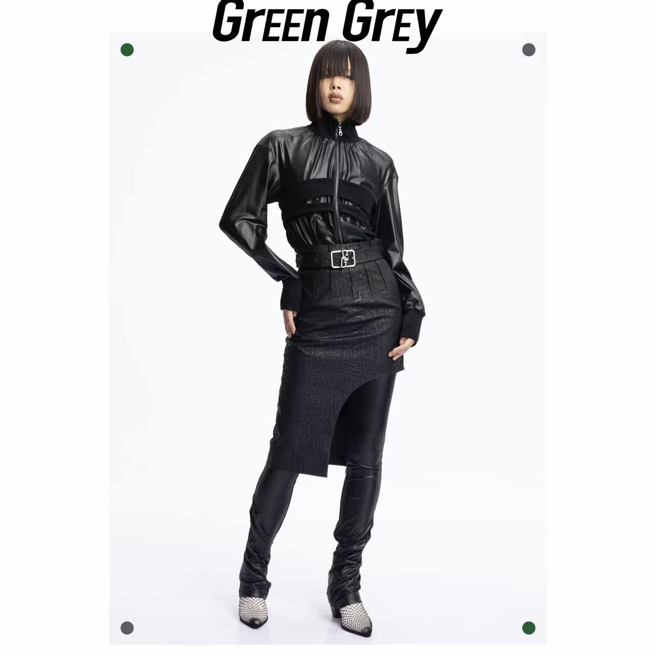 greengrey光泽打底夹克短外套