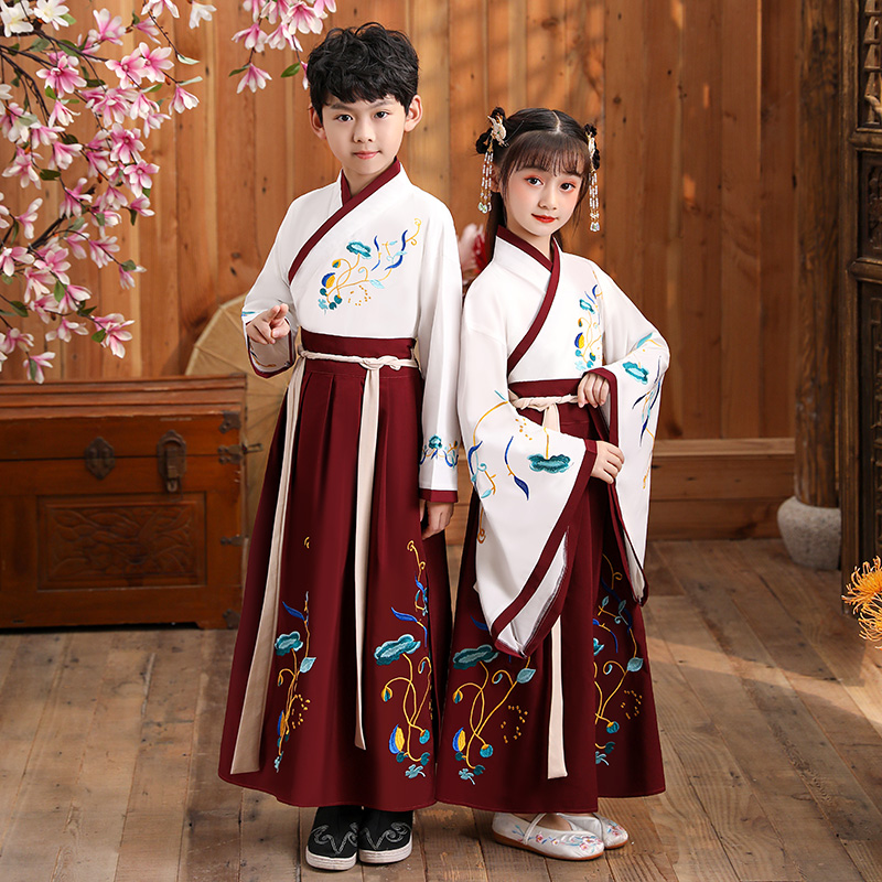 儿童汉服男童女童古装演出服小孩中国国风礼服唐装