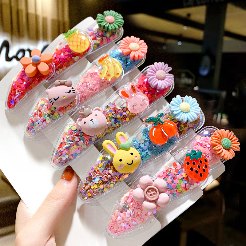 儿童发卡头饰夹子韩国女童宝宝小孩流沙发夹发饰