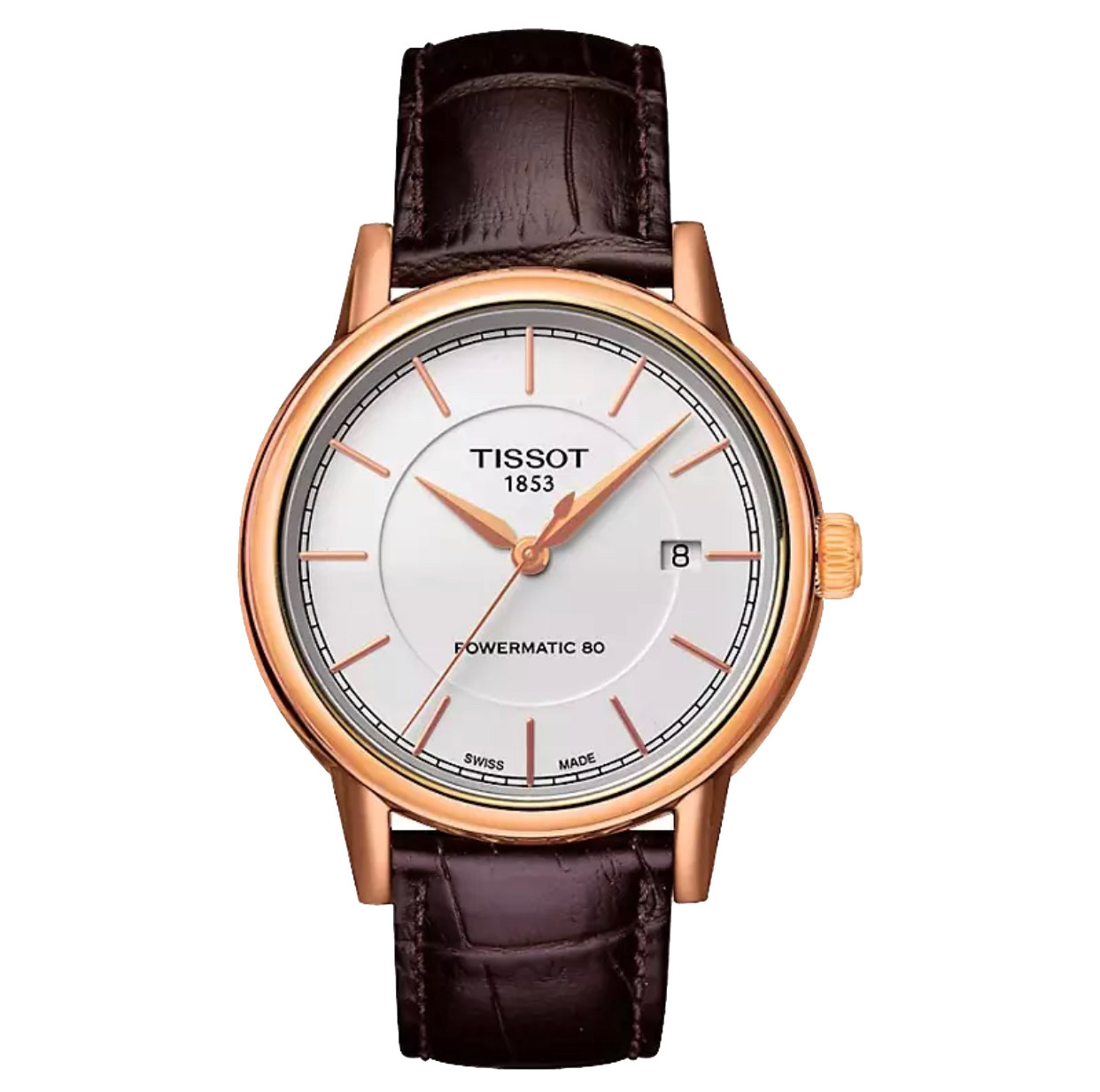 直营tissot天梭卡森系列玫金皮带男士机械腕表瑞士腕表