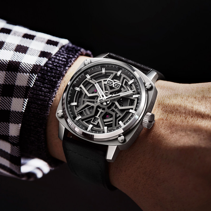 直营bexei德国十大品牌手表全自动机械表镂空方形欧美腕表