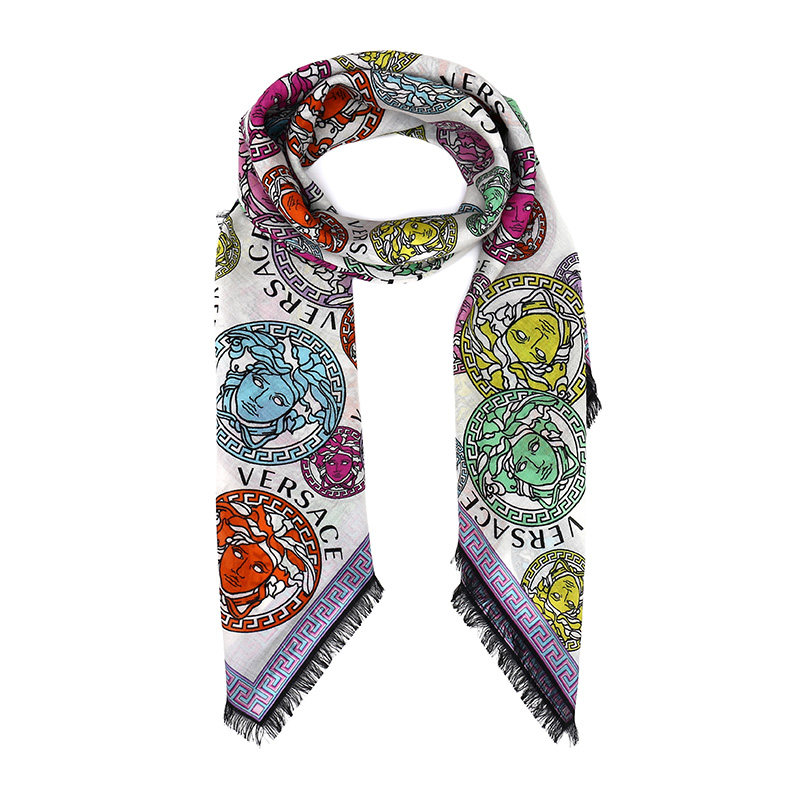 自营versace范思哲女士图案羊毛羊绒围巾大方方巾围巾