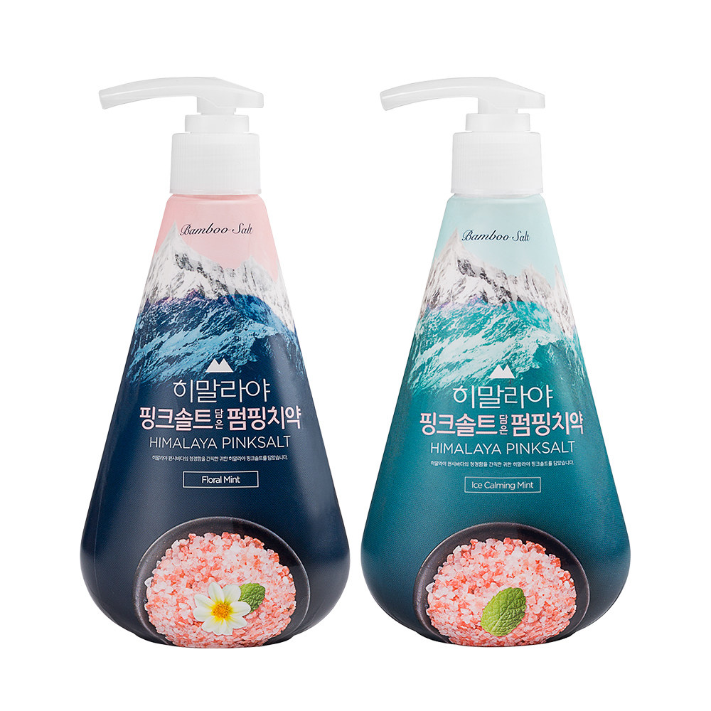 2瓶韩国进口lg竹盐喜马拉雅粉盐按压液体牙膏牙膏