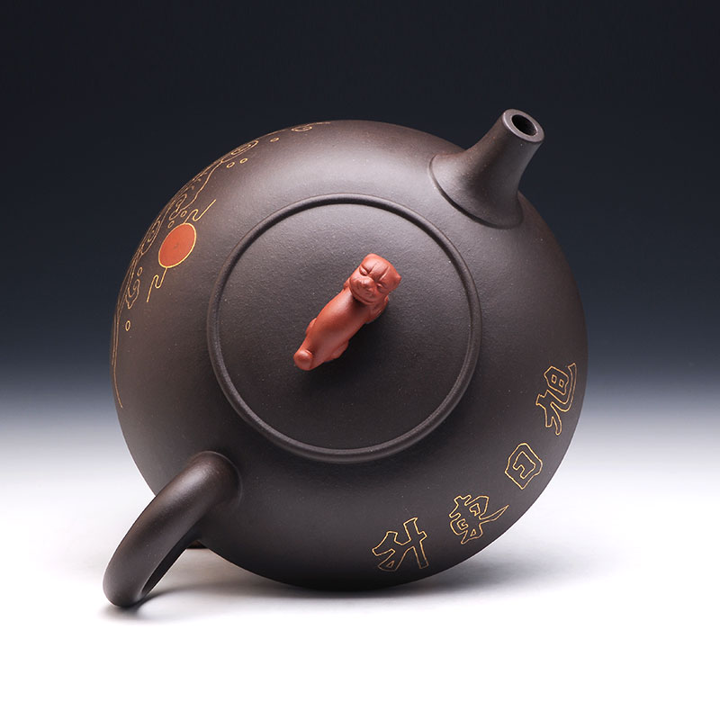 壶天福地朱建伟拼紫大品紫砂壶收藏特大镶金旭日东升1100cc