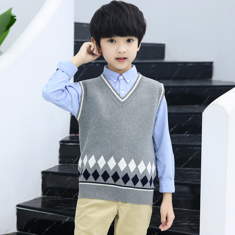 男童毛线背心春秋儿童毛衣马甲薄款新款中大马甲