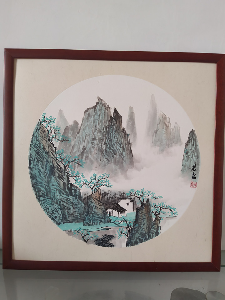 手绘国画青山绿水水墨画写意画新中式山水画客厅书房国画