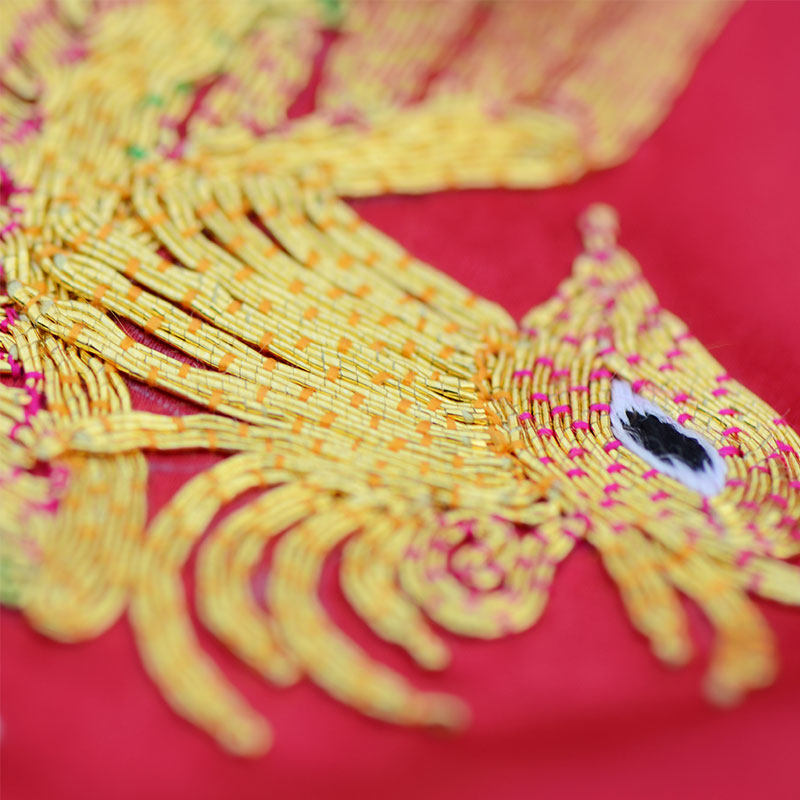 名古绣艺新款2022盘金绣真丝手工刺绣披肩苏绣凤凰围巾