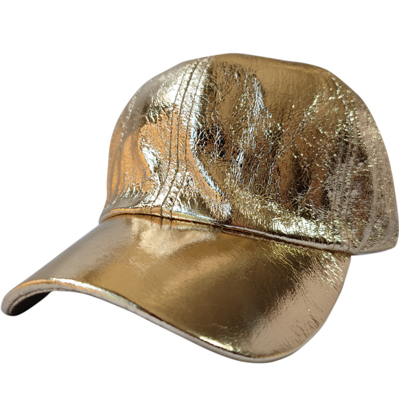 街头帅气银色棒球帽女亮皮夜街舞帽子春秋嘻哈帽子