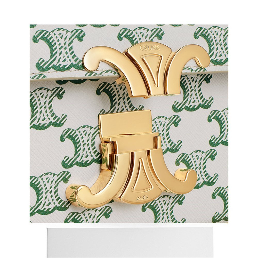 欧洲直邮celine思琳女士triomphe标志印花牛皮皮革双肩背包