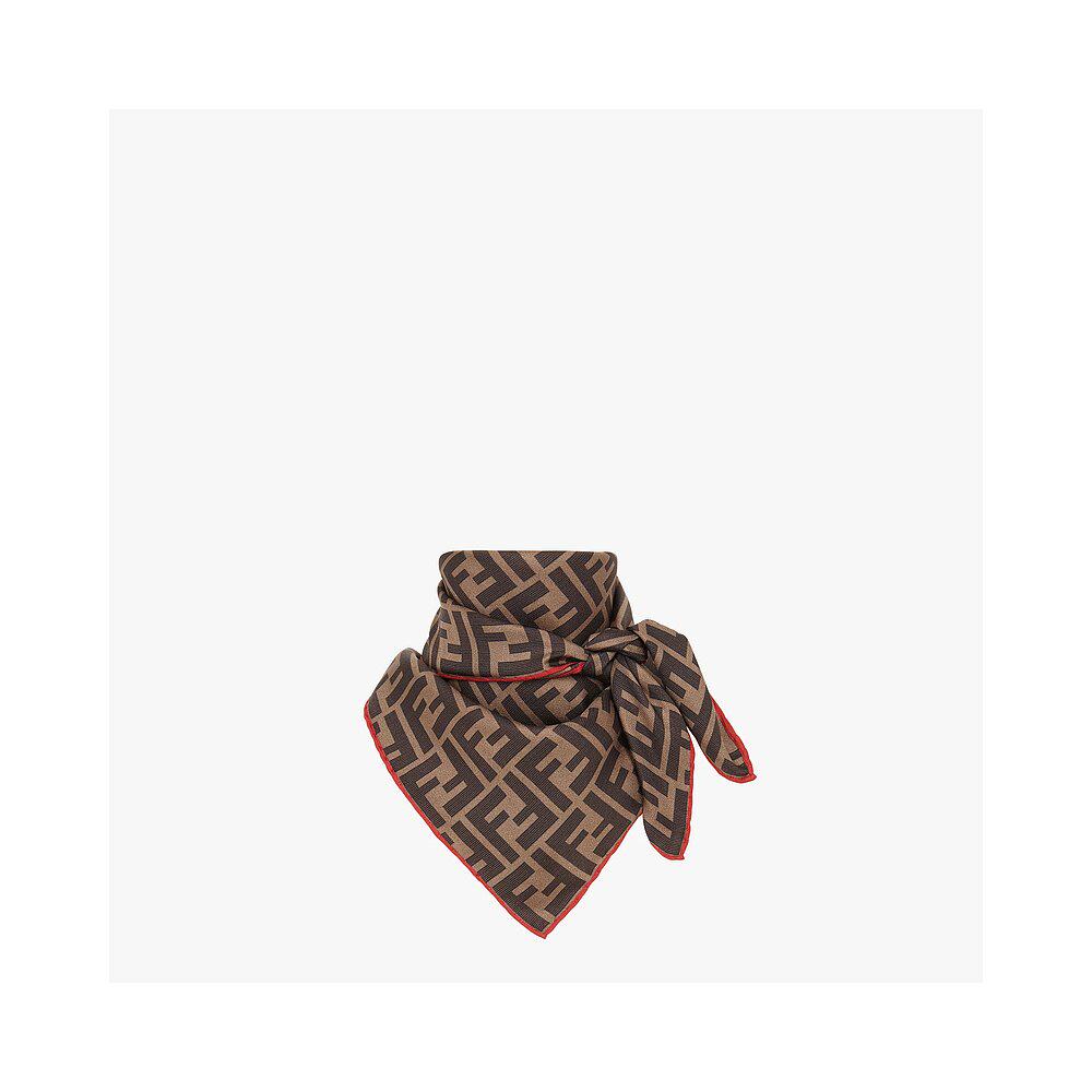 欧洲直邮预售两周fendi芬迪围巾丝巾棕色字母围巾